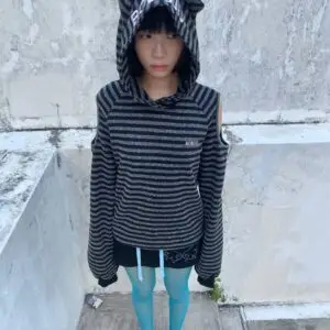 Kitty Cold Shoulder Hoodie